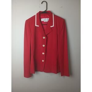 Garfield & Marks Red White Detail Women's Blazer Structured Career Office Size 4